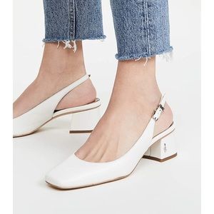 Sam Edelman | Shoes | Sam Edelman White Square Toe Block Heels Size 75 |  Poshmark